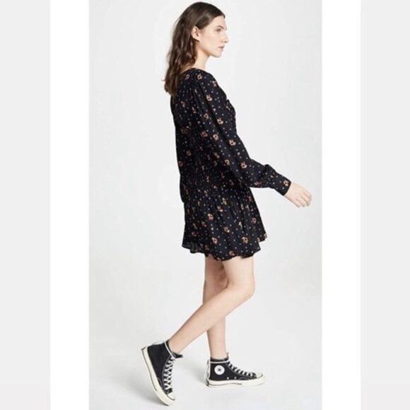 Free People Two Faces Long Sleeve Black Mini Dress Small NWT - Picture 7 of 11